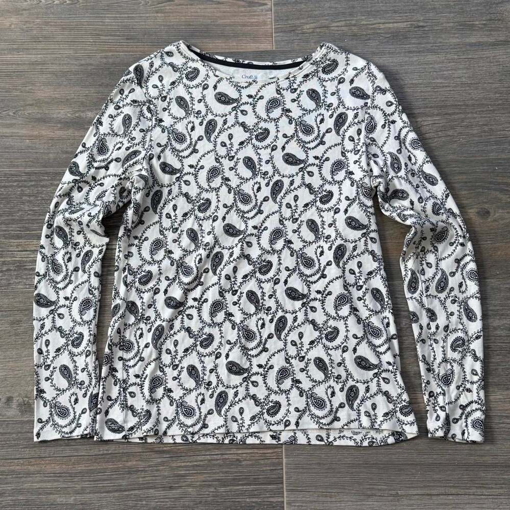 Croft & Barrow Women's White and Black Blouse